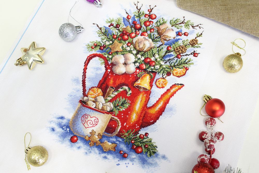 Набор для вышивания нитками МП Студия, Праздничное чаепитие, 28х20 см