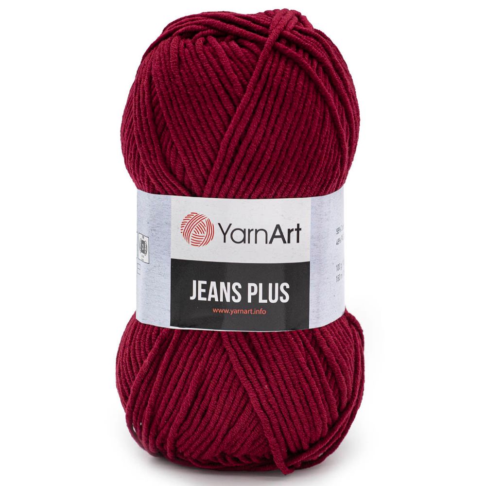 Пряжа YarnArt (ЯрнАрт) Jeans Plus / уп.5 мот. по 100 г, 160м, 66 бордо