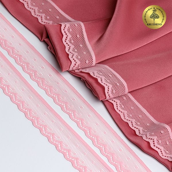 Кружево стрейч (эластичное) 25 мм / 5 метров, TBY.8028, цв.F134 розовый, 1385591