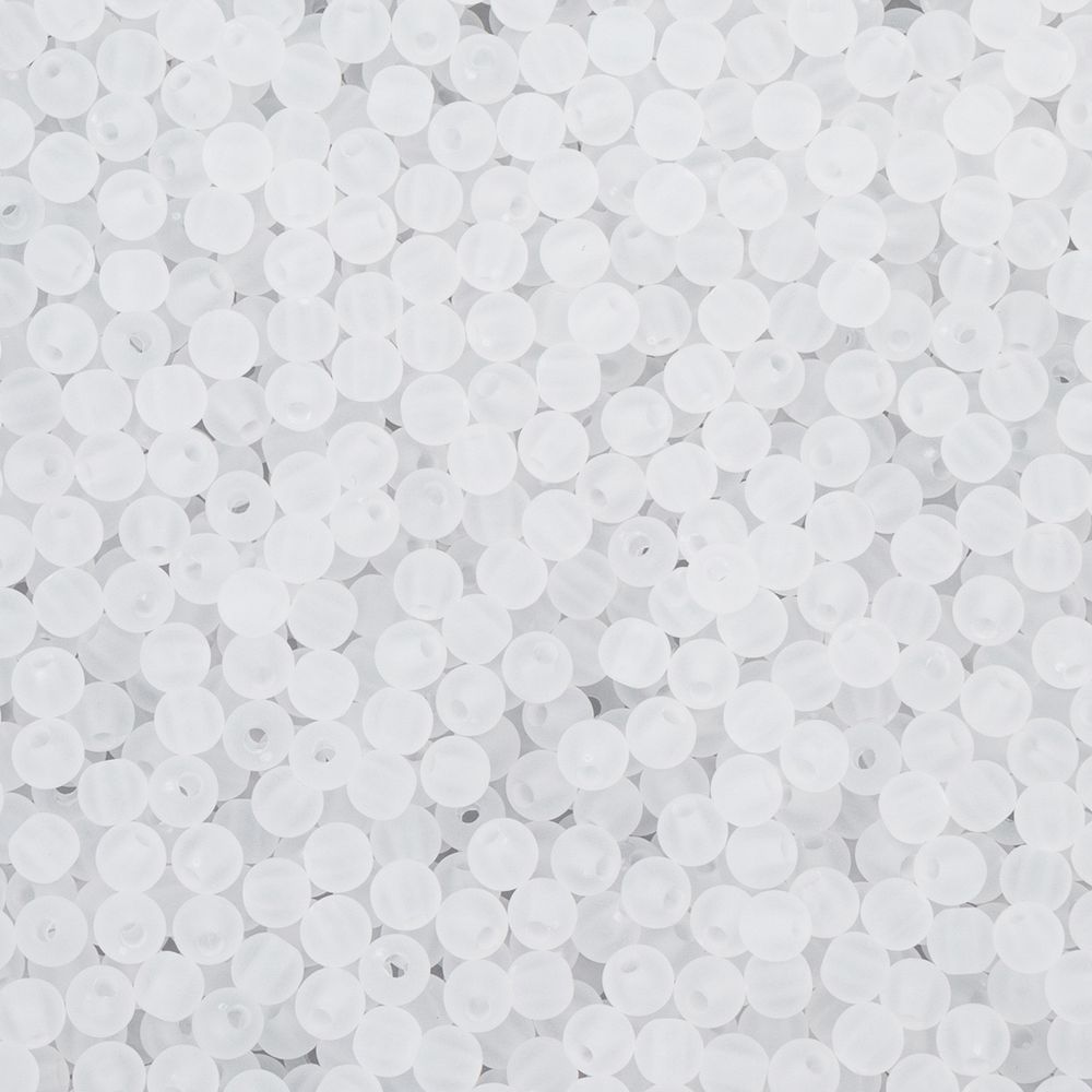Бусины пластик ⌀6 мм, 500 г, полупрозначные матовые, 033 прозрачный, 7728462