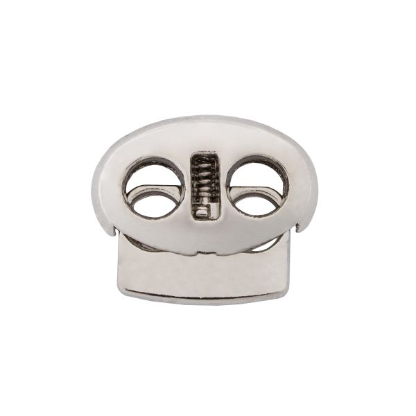 Фиксатор (зажим) для шнура металл плоский 2 отв. 17х15.5 мм, ⌀4,5 мм, металл (никель), 20 шт