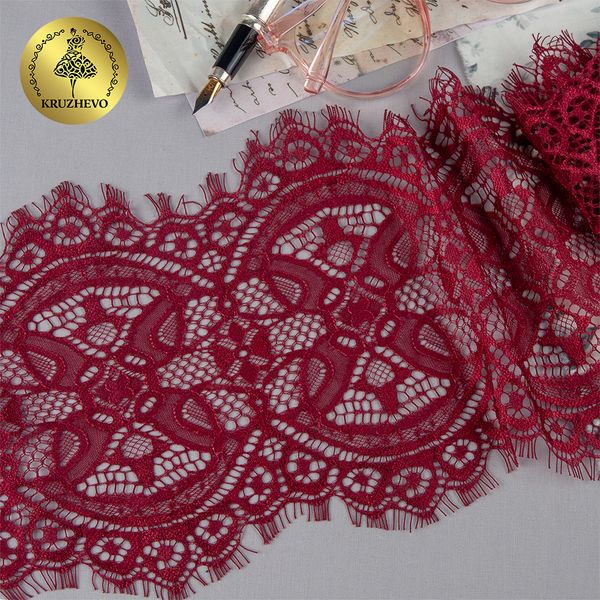 Кружево шантильи (реснички) 160 мм, диз. 816, цв.178 бордовый, уп. 30 м, по 3 м, Kruzhevo