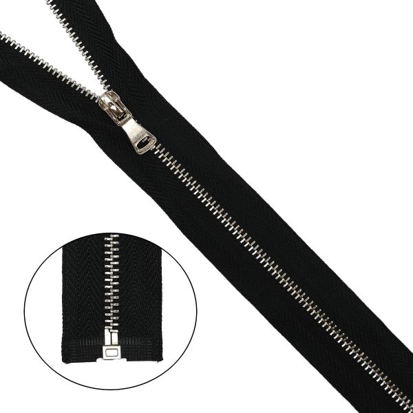 Молния металл Т3 (3 мм) 1 зам., разъем., 80 см, никель, 580 черный, 5 шт, 19080-1