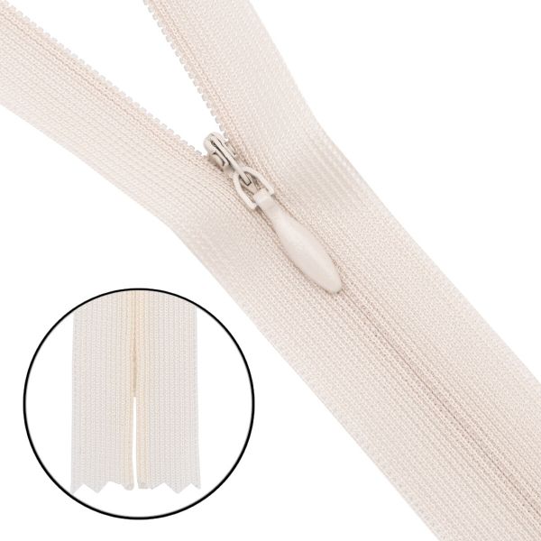 Молния потайная (скрытая) Т3 (3 мм) 1 зам., н/раз., 50 см, нейлон, F306 св.бежевый, 10 шт