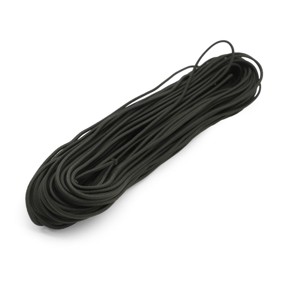 Резинка шляпная (шнур эластичный) ⌀3.0 мм / 30 метров, черный