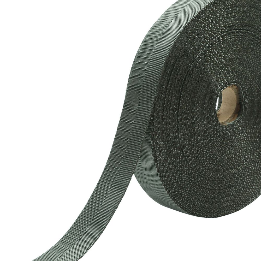 Стропа (ременная лента) 25 мм / 25 метров, толщ. 1.0 мм, [15.1 г/пог.м], 100% п/п, 72 мокрый асфальт