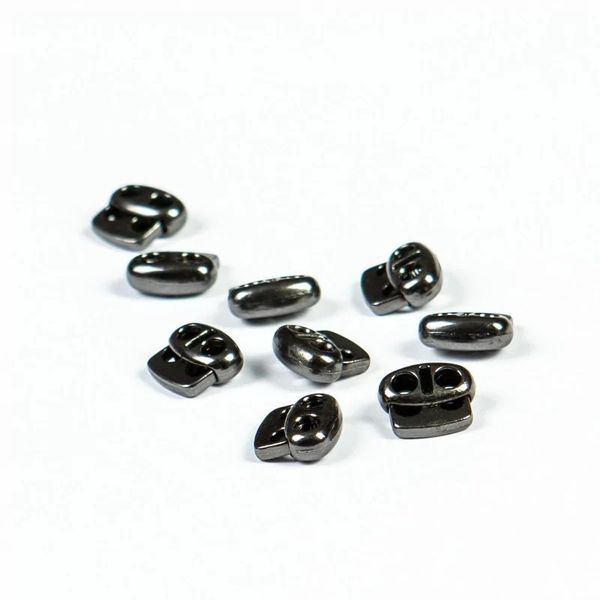 Фиксатор (зажим) для шнура металл плоский, 2 отв., 12х13.5 мм, (in ⌀3 мм), мет. цв.чер.никель, 20 шт