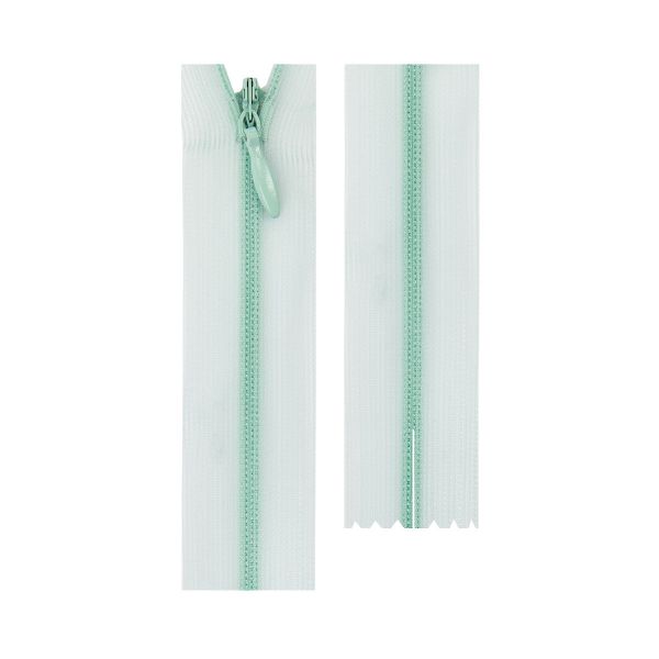 Молния потайная (скрытая) Т3 (3 мм) 1 зам., н/раз., 18 см, сетч. тесьма, пластик, 243 бл.бирюзовый, G010S Gamma, 10 шт