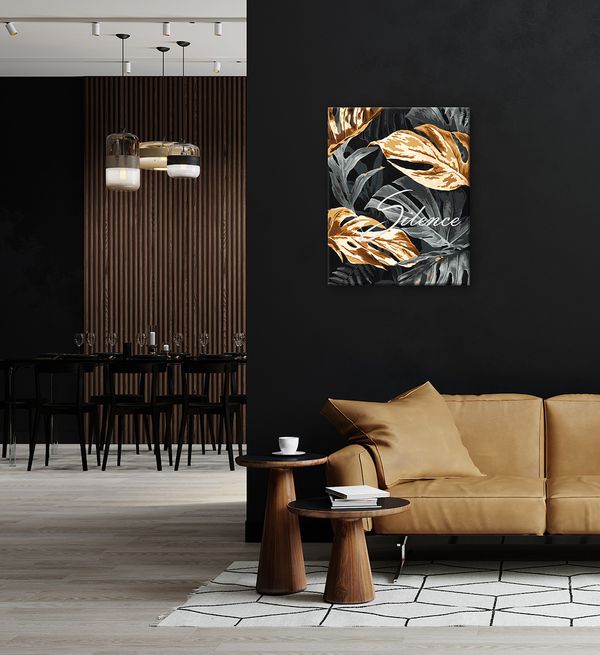 Картина по номерам Фрея PNB/PLPT-284, Золотая монстера, (с поталью) 50х40 см