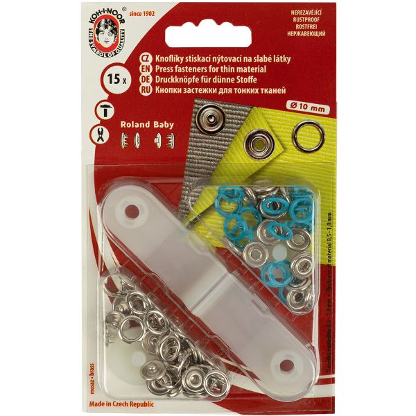 Кнопка рубашечная (джерси) открытая ⌀9.7 мм, 15 шт, 992 бирюзовый, (1213-030 №2), KOH-I-NOOR BABY