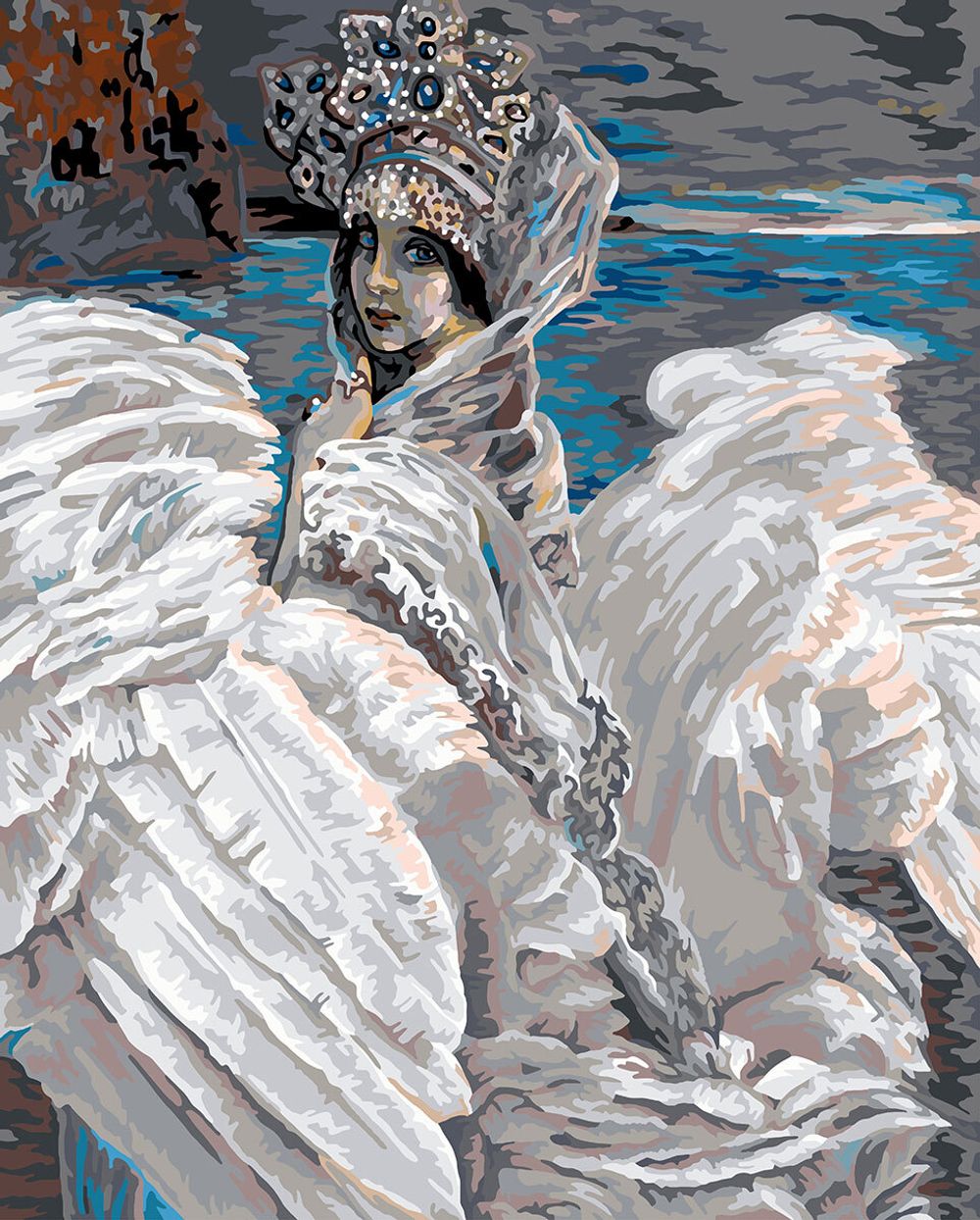 Картина по номерам Фрея GTG-PNB/PL-200, По мотивам картины Врубеля М. А. «Царевна-лебедь». 1900. Фрагмент, 50х40 см