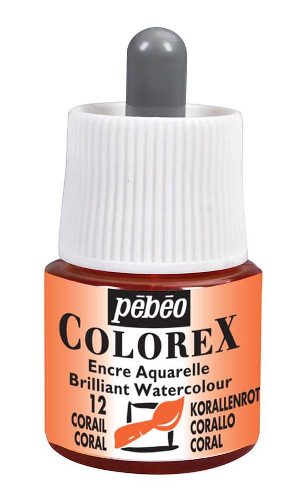 Краска акварель акварельные чернила Colorex 45 мл, 341-012 коралл, Pebeo