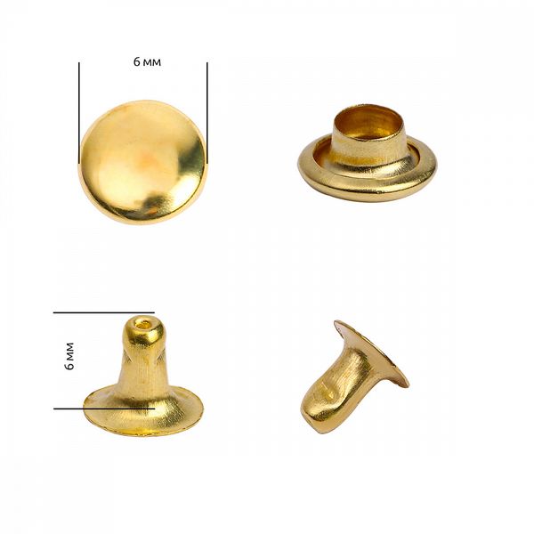 Хольнитены односторонние сталь 6х6 мм, №0, TBY.5106 цв. золото уп. 1000 шт, TBY