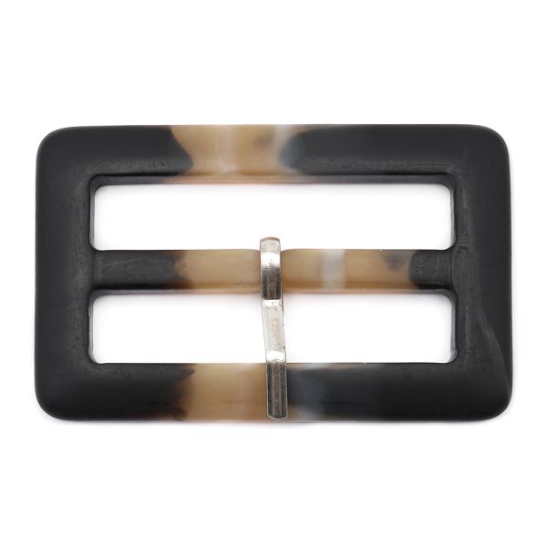 Пряжка с язычком 50мм ушко, 42х67 мм, черно-коричневая матовая, 6 шт