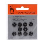 Кнопка пришивная металл ⌀11.0 мм, сталь, черные, 10 шт, Pony