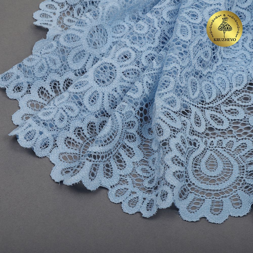 Кружево бельевое эластичное 205 мм / 3 м, TBY.YSTL00839, цв.L3090 голубой, Kruzhevo