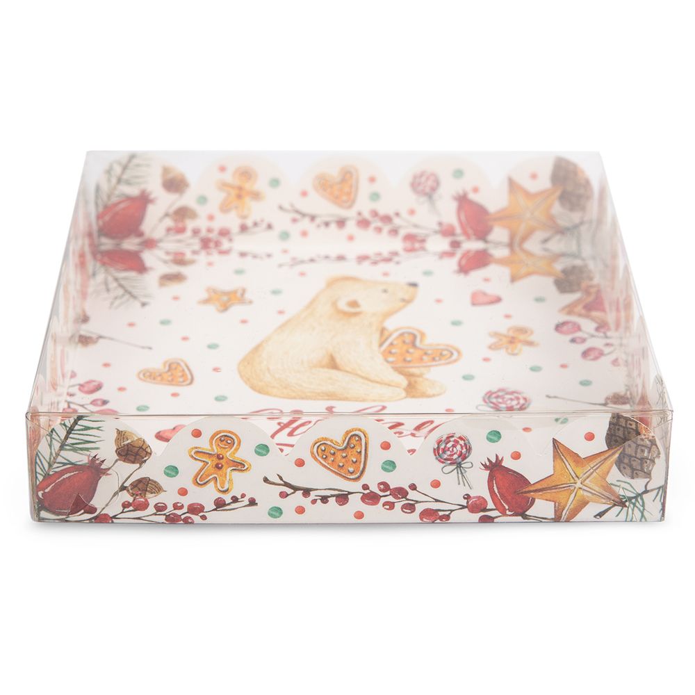 Коробка с прозрачной крышкой 15х15х3 см, Белый мишка, S-Chief CBC-004