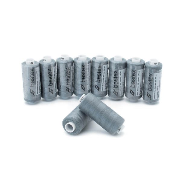 Нитки швейные бытовые Bestex 40/2, 365 м (400 ярд) / 10 кат., 196 серебристо-серый