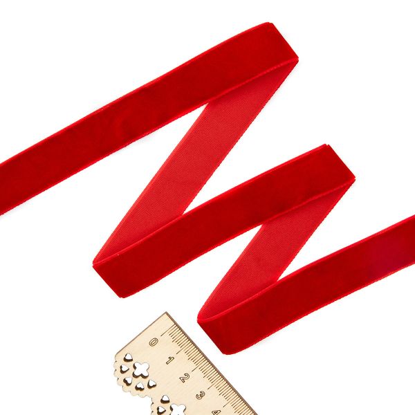 Лента бархатная (тесьма) 20.0 мм / 32.9±2 метров, 0081-1901 (8539 красный)