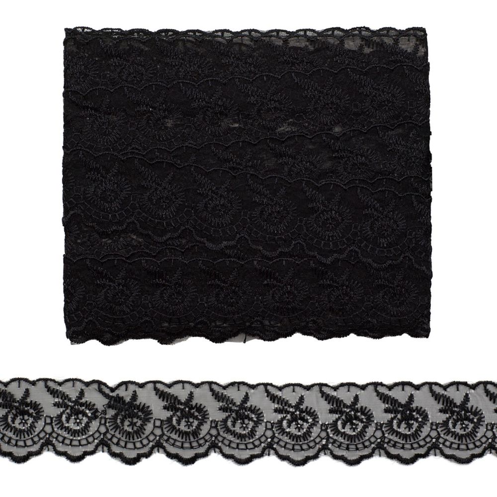 Кружево капроновое 45 мм / 6.8 м (±4 см) 0574-2020, черный