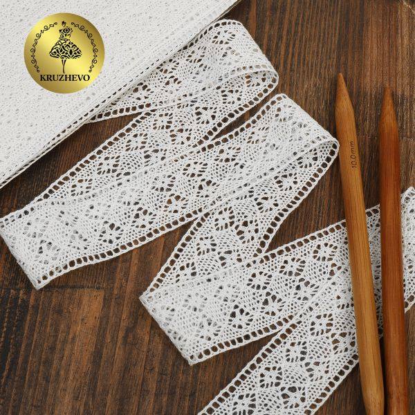 Кружево вязаное (тесьма) 40 мм / 10 метров, TBY.2443A цв.белый, Kruzhevo