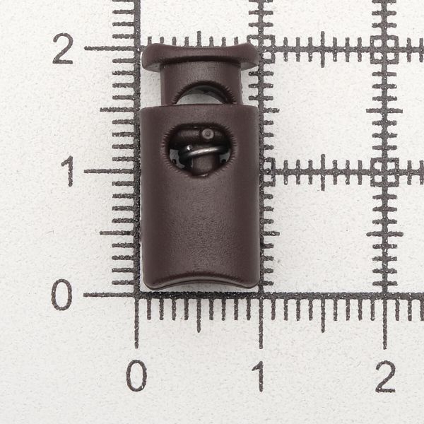 Фиксатор (зажим) для шнура пластик 1 отв., ⌀4.5 мм, 19х9 мм, цилиндр, ПП, коричневый, 100 шт