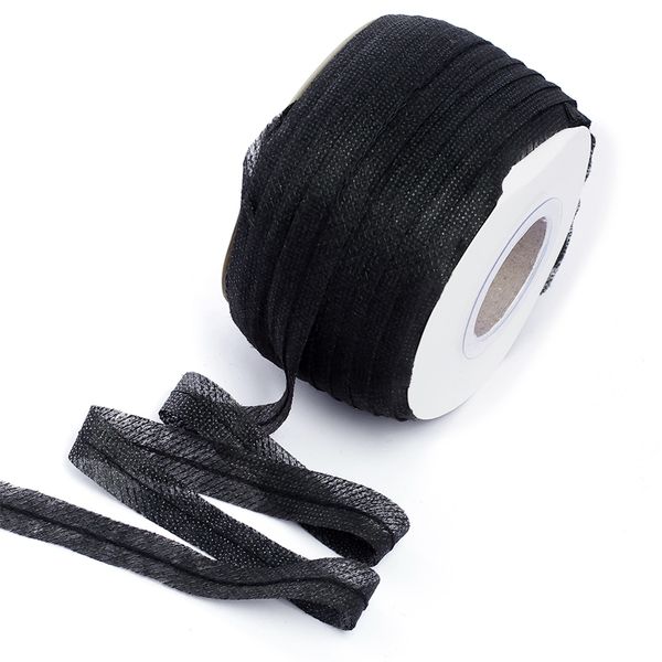 Лента клеевая нитепрошивная по косой с нитью 15 мм цв.черный, рул.100м