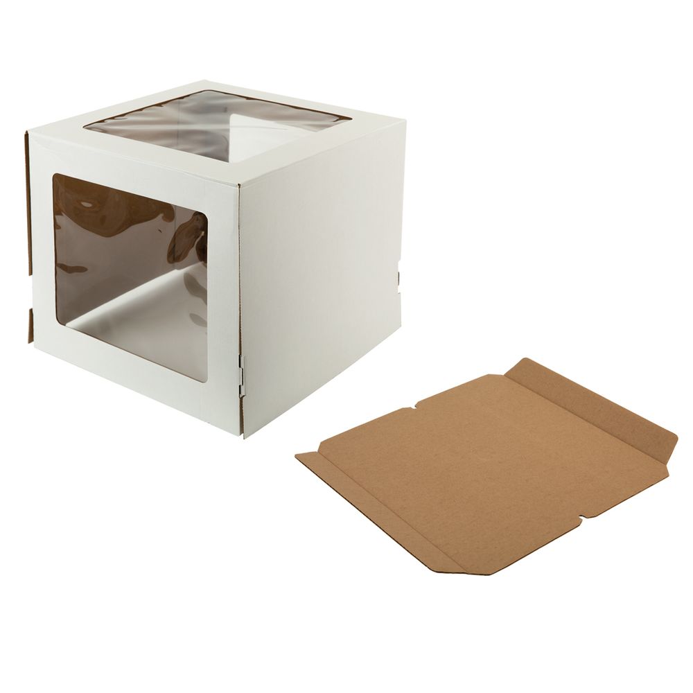 Коробка кондитерская для торта с 3 окнами 30.5х30.5х29 см, S-Chief BFC-028