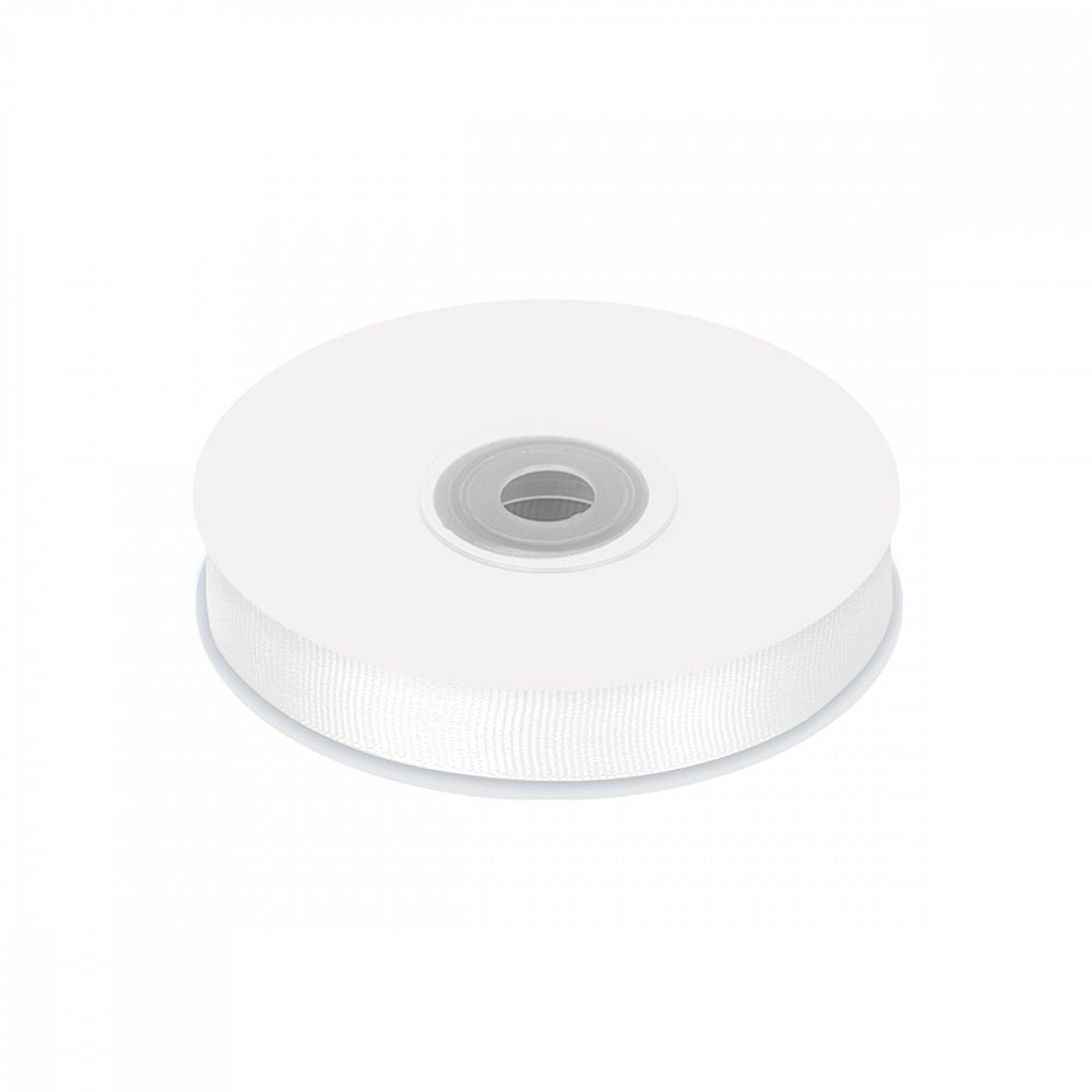 Лента репсовая (в рубчик) 15.0 мм, цв. 029 белый For Hobby, уп. 22.86м (±1м)