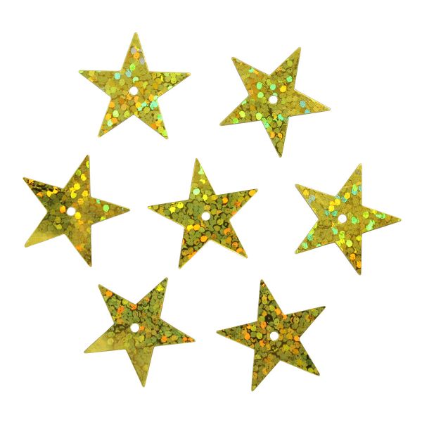 Пайетки фигурные звездочки 20 мм, упак. 10 гр, Астра, А20 золото голограмма, уп.10 шт
