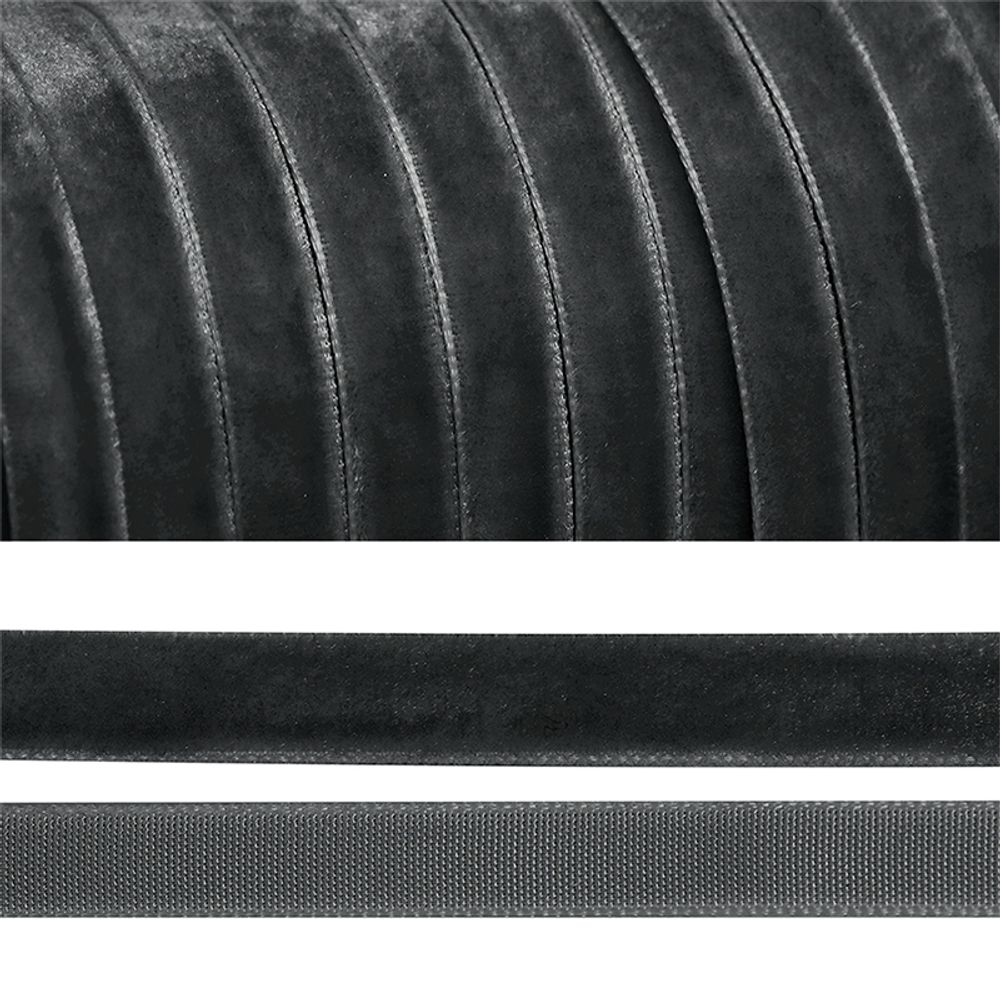 Лента бархатная (тесьма) 10.0 мм / 20±1 метров, LB1064 нейлон т.серый