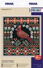 Набор для вышивания нитками Panna, Красный кардинал 16,5х17 см