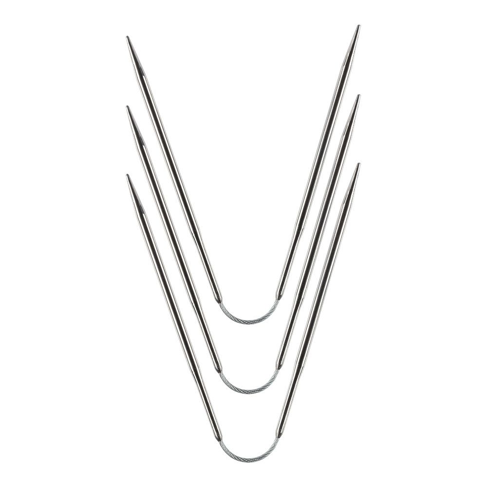 Спицы чулочные металл гибкие ⌀3.5 мм, 21 см, никель, Gamma KNF-3