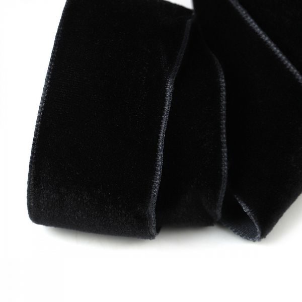 Лента бархатная (тесьма) 25.0 мм / 22.86±1 метров, арт.25VR03 нейлон цв.черный