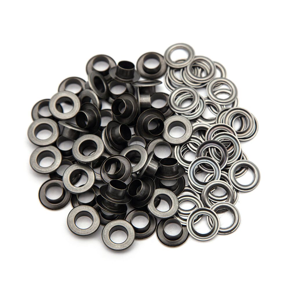 Люверсы металл ⌀_8.0 мм (внутр.), латунь, цв.т.сер. плоский, 50 шт, Protos