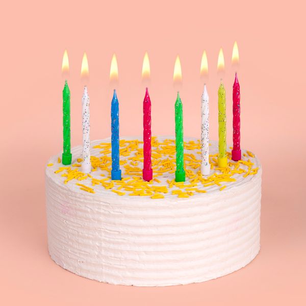 Набор свечей для торта 9.5 г 0.5 см, 12х10 шт, ассорти с блестками, Boomzee BCD-34