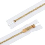 Молния металл Т5 (5 мм) 1 зам., н/раз., 20 см, декор, золото, белый, 5 шт, Gamma