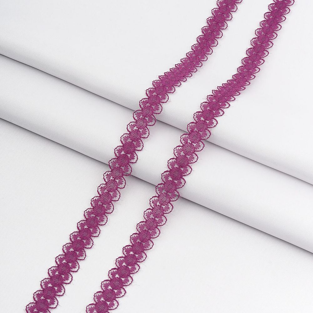 Кружево капроновое 14 мм / 30 метров, 140, 100% п/э, цв. фуксия, 26787