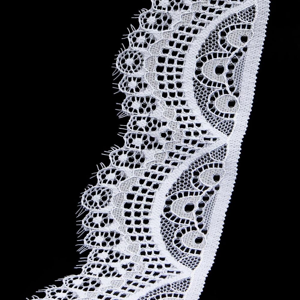 Кружево эластичное (стрейч) 60 мм / 13.71 метра, C501 белый
