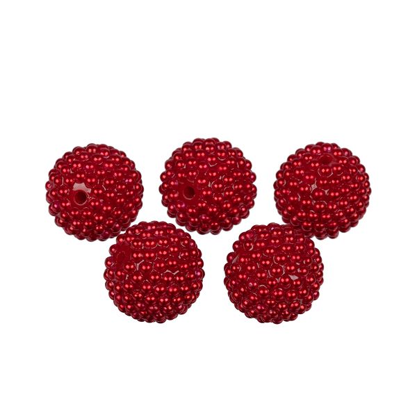 Бусины пластик ⌀22 мм, 5 шт, №09 ярко-красный, Zlatka BWS-22