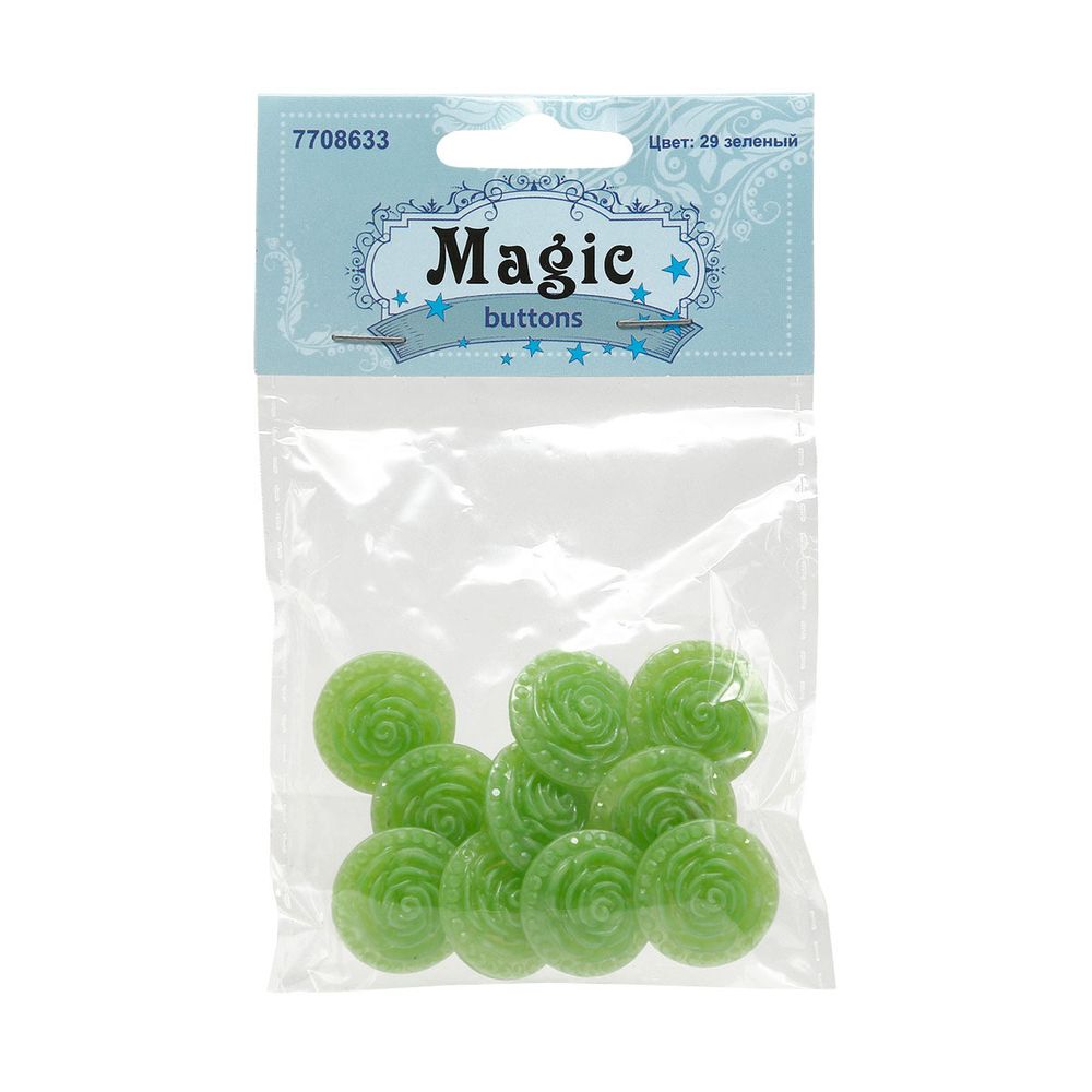Пуговицы на ножке Розочки, 10 шт (29 зеленый)