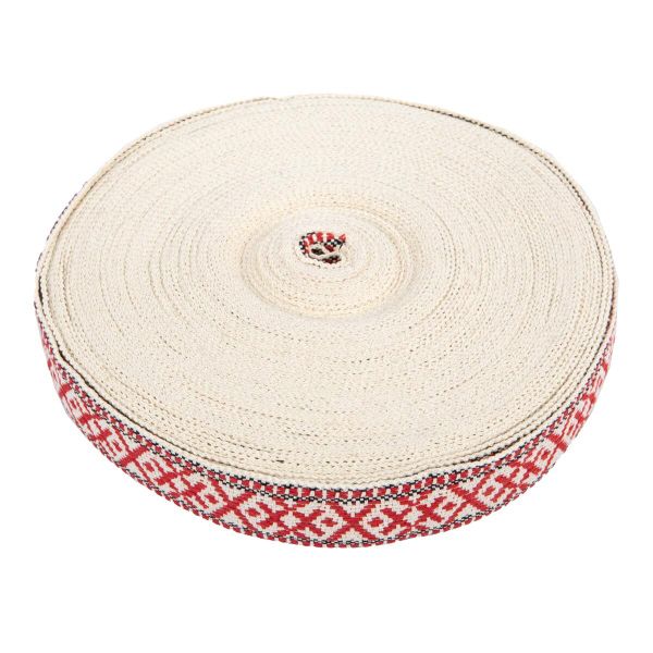 Лента (тесьма) жаккардовая 38.0 мм / 25±1 метров, для пояса, рис 9860 сурово/красный №4, Gamma С3822