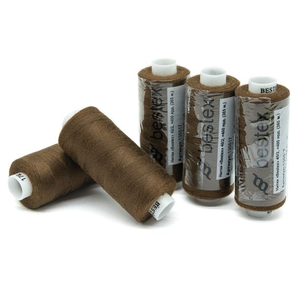 Нитки швейные бытовые Bestex 40/2, 365 м (400 ярд) / 10 кат., 172 кофейный