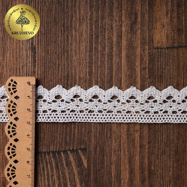 Кружево вязаное (тесьма) 30 мм, 6585 цв.02 белый, 25м, Kruzhevo
