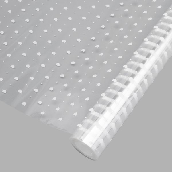 Пленка прозрачная Мелкие сердечки белые 200 г, 70 см / 7.7±5% метра