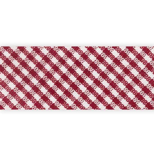 Косая бейка хлопковая 20 мм / 25 метров, 135C красный/клетка, Gamma GBF-20