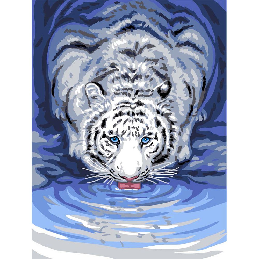 Рисунок для вышивания Grafitec (канва), сер.10.000 50х40 см, 10.505 белый тигр у воды