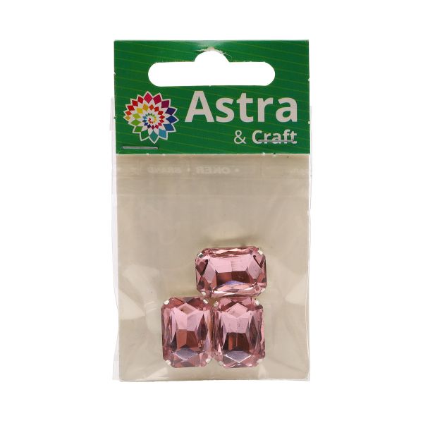 Хрустальные стразы в цапах прямоугольные (серебро) св.розовый 13х18мм, 3 штук Astra&Craft, ПЦ005НН1318