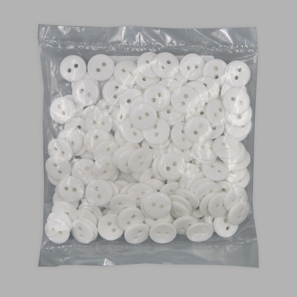 Пуговицы на 2 прокола супатная 20L (12,5мм), пластик (s.white (белый глянец)), 144 шт