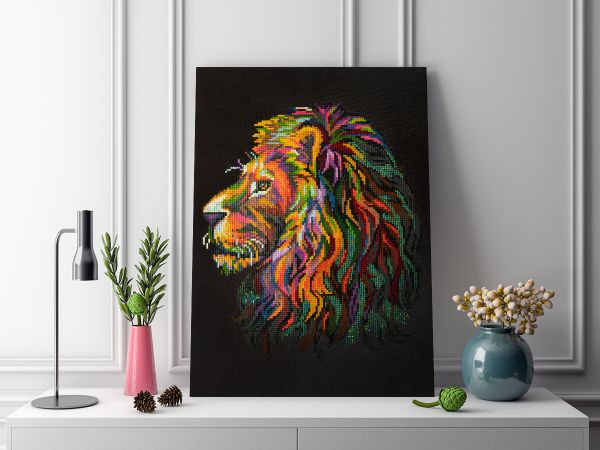 Алмазная (кристальная) мозаика Фрея, на подрамнике Царь зверей, 30х40 см